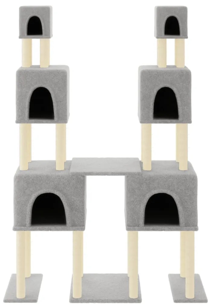 Árvore p/ gatos c/ postes arranhadores sisal 199 cm cinza-claro