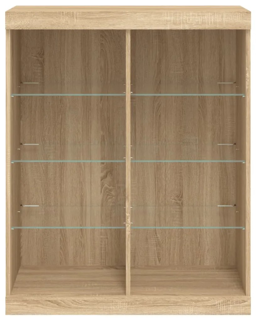 Aparador com luzes LED 81x37x100 cm carvalho sonoma