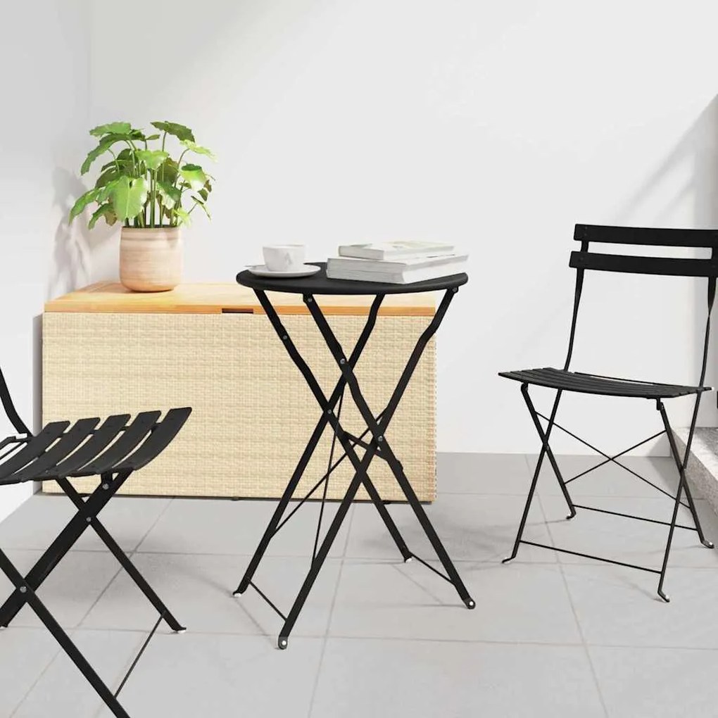 Mesa bistrô dobrável antracite Ø50x71 cm em aço revestido a pó