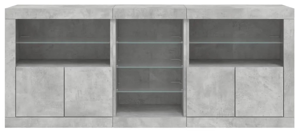 Aparador com luzes LED 162x37x67 cm cinzento cimento