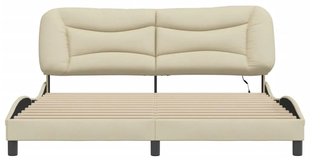 Estrutura de cama com LED sem colchão 180x200 cm tecido creme