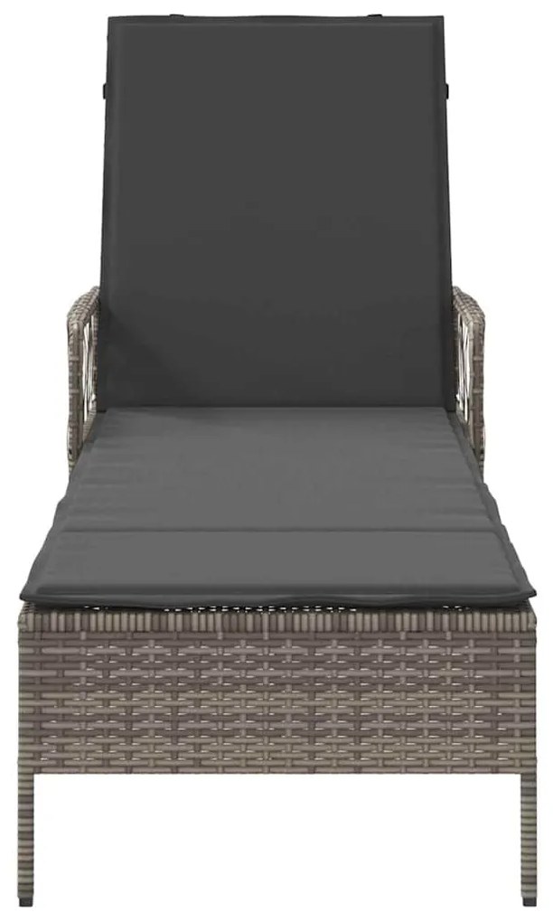 Espreguiçadeira Cinza e cinza escuro Vime PE 157 x 55 x 92 cm