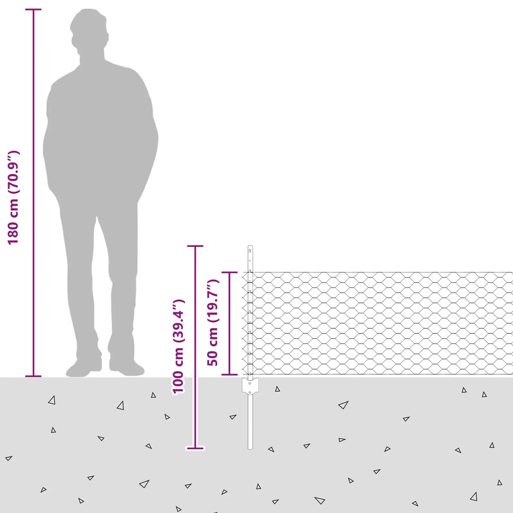 Conjunto de Cerca de Jardim Conjunto de 2 Aço galvanizado