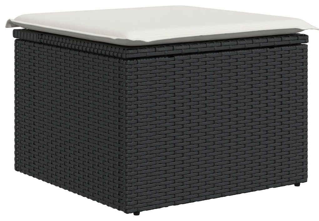 Conjunto de Sofá de Jardim vidaXL 7 Peças com Almofadas Preto Vime Pol