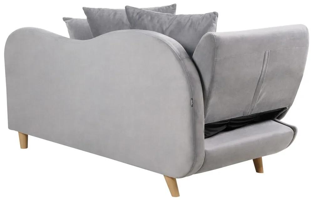 Chaise-longue à esquerda com arrumação em veludo cinzento claro MERI II Beliani