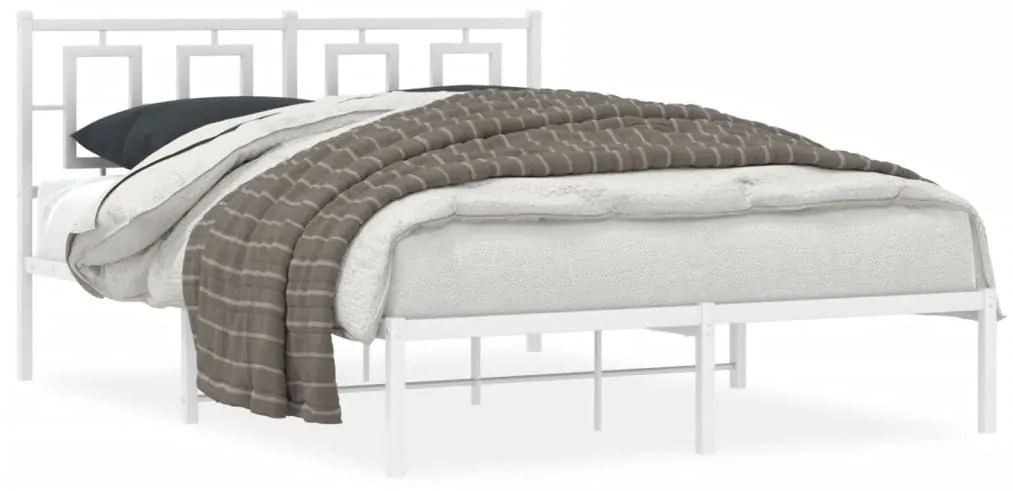 vidaXL Estrutura de cama com cabeceira 140x190 cm metal branco