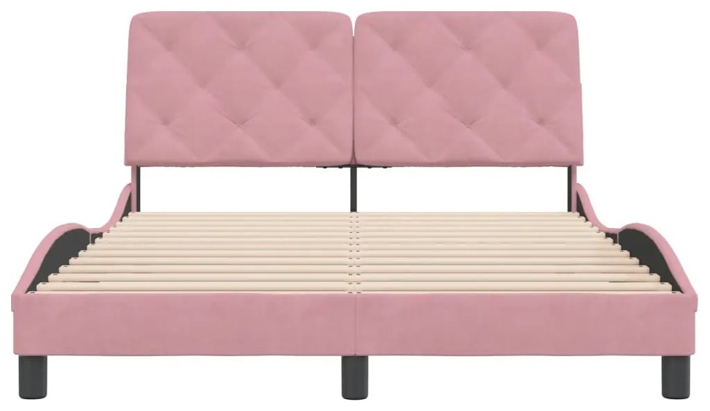 Estrutura de cama c/ cabeceira 120x200 cm veludo rosa