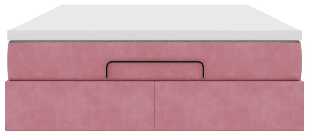 Estrutura de cama otomana com colchão 140x200 cm veludo rosa