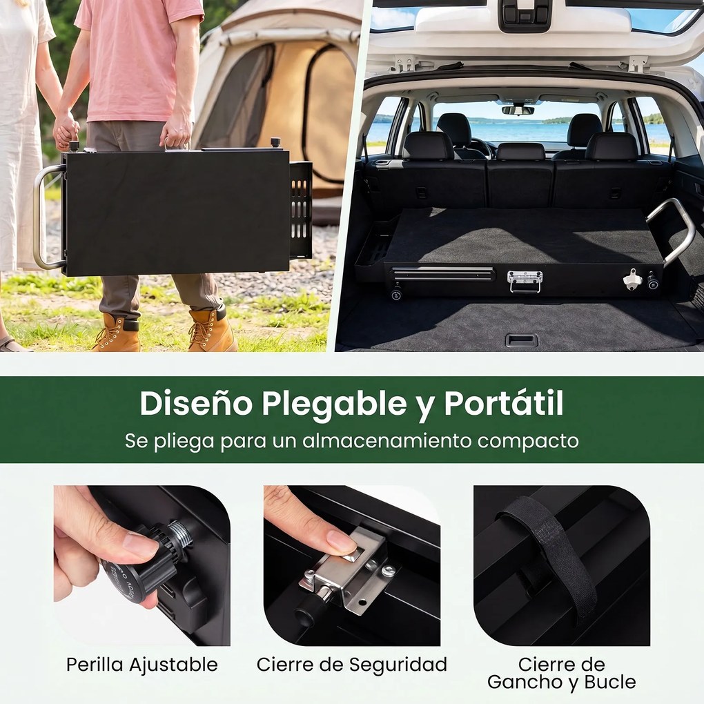 Carrinho Auxiliar para Churrasco, 109 x 46 x 86,5 cm, Dobrável, Preto