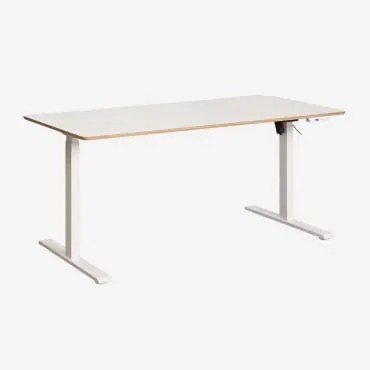Escrivaninha Elevatória Elétrica Retangular Com Função De Memória Em Madeira E Ferro Serpi Madeira Branca & ↔︎ 160 Cm & Branco - Sklum