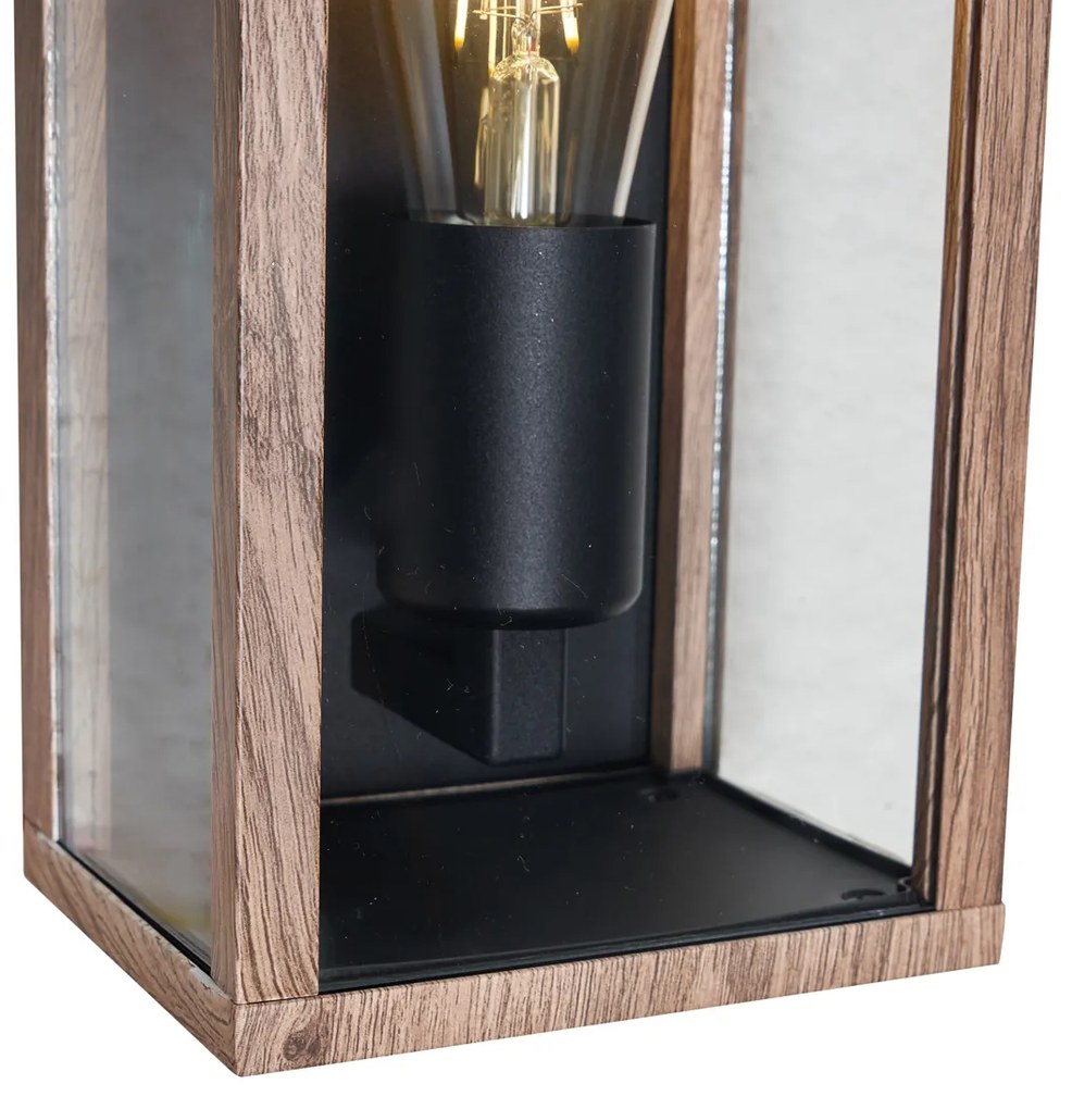 Candeeiro de parede industrial impressão de madeira 26 cm IP44 - Charlois