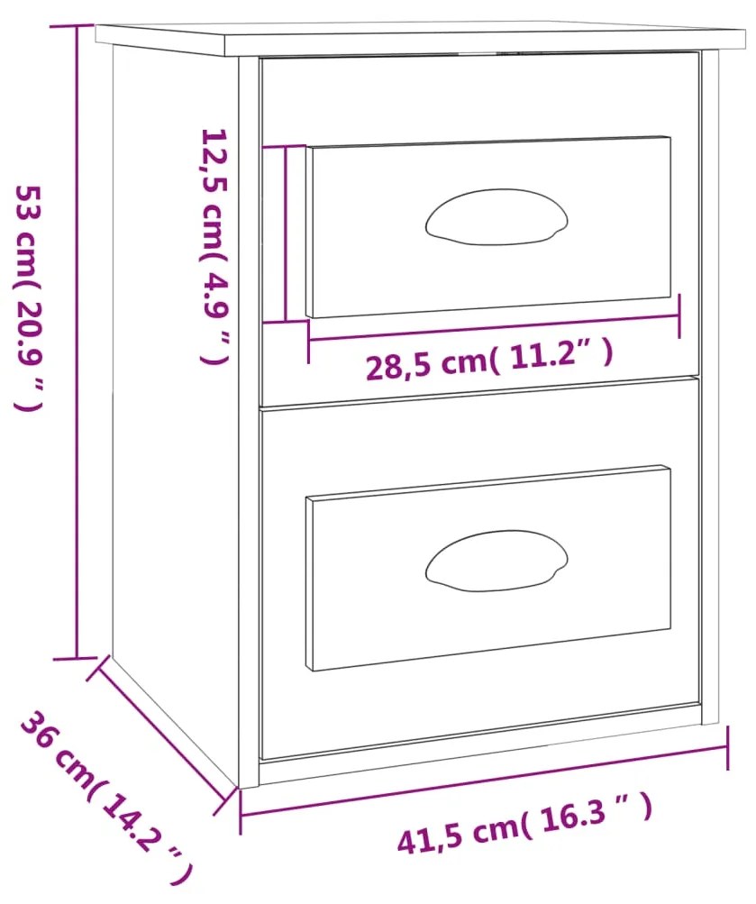 Mesa de Cabeceira de Parede Vinta Suspensa com 2 Gavetas - Branco Bril