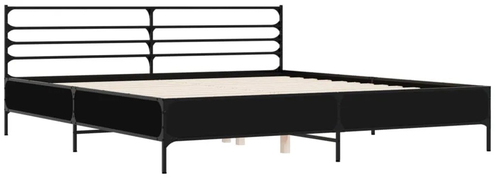 Estrutura de cama 200x200 cm derivados de madeira/metal preto