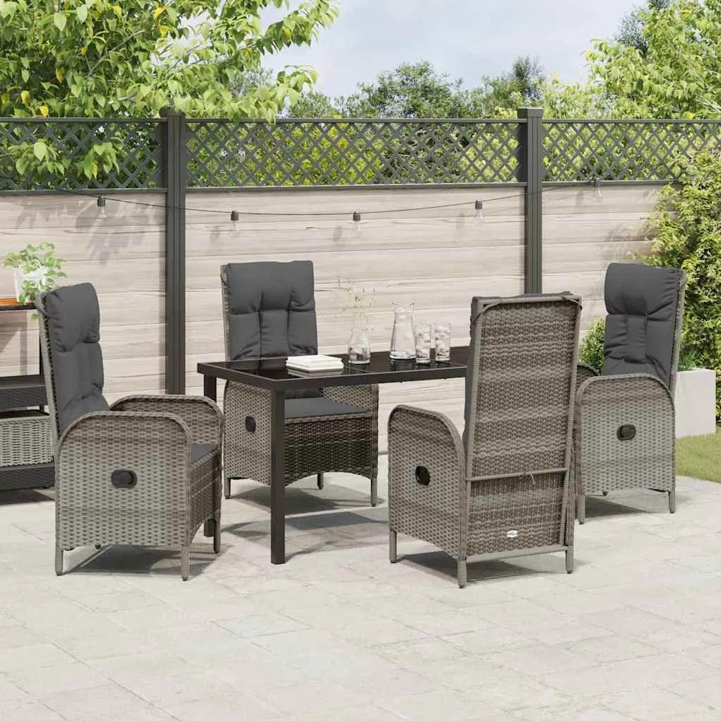Conjunto de jantar para o jardim com 5 peças em rattan poligrey
