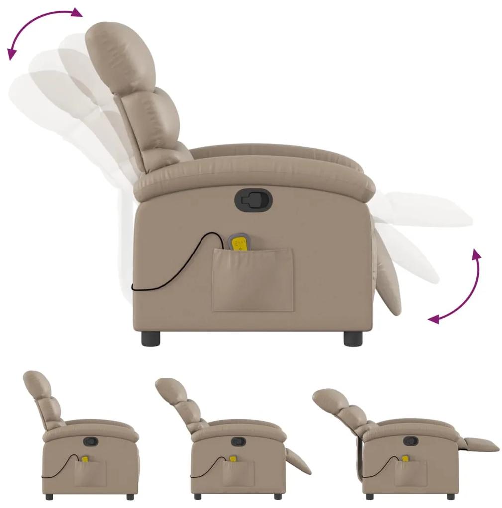 Poltrona de massagens reclinável couro artificial cappuccino