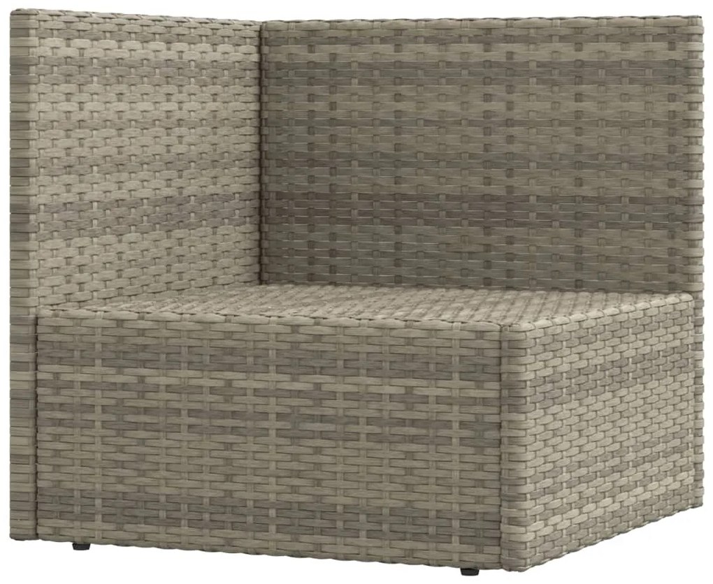 7 pcs conjunto lounge de jardim c/ almofadões vime PE cinzento