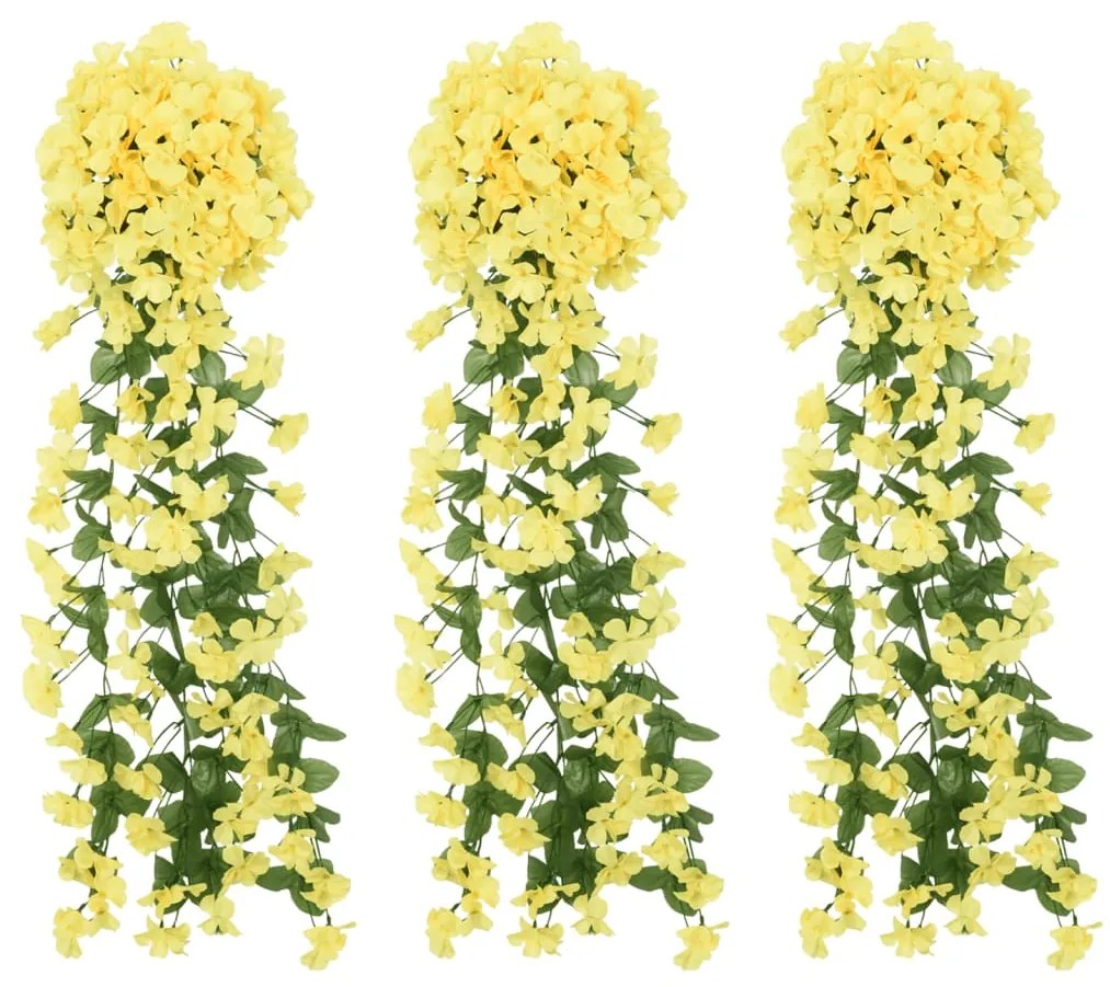 Grinaldas de flores artificiais 3 pcs 85 cm amarelo