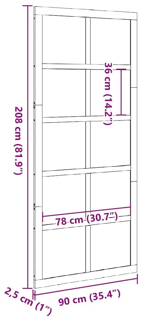 Porta de celeiro Castanho-mel 90 x 210 cm