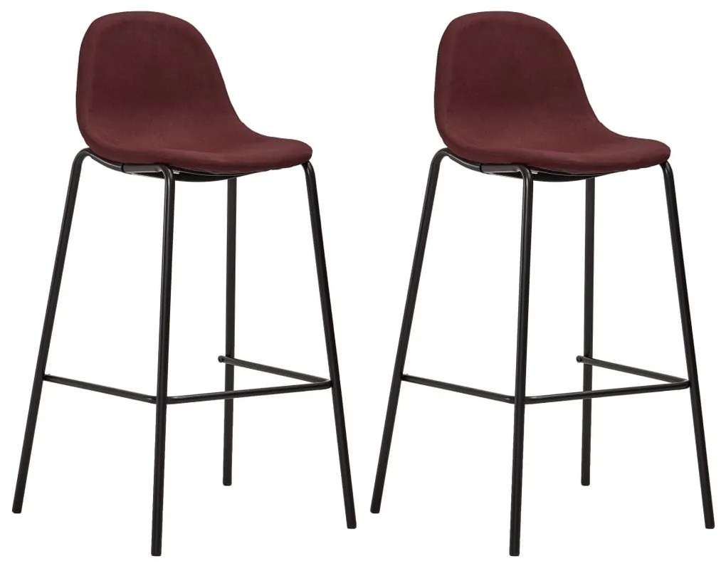 vidaXL Cadeiras de bar 2 pcs tecido vermelho tinto