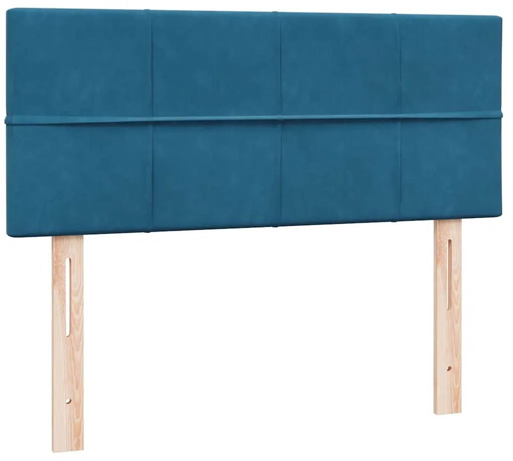 Cama com molas/colchão 120x210 cm veludo azul-escuro