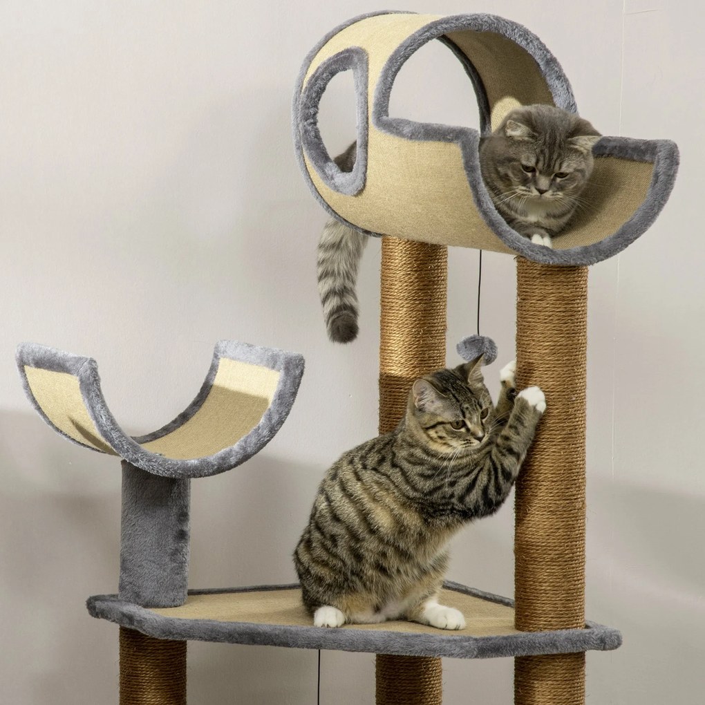 PawHut Árvore Arranhador para Gatos de 122cm Torre de Arranhar para Ga