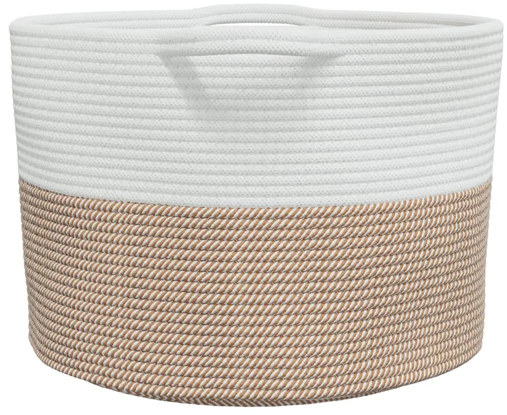 Cesto de arrumação Ø55x36 cm algodão castanho e branco