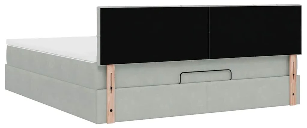 Estrutura de cama otomana com colchão 180x200 cm cinzento claro