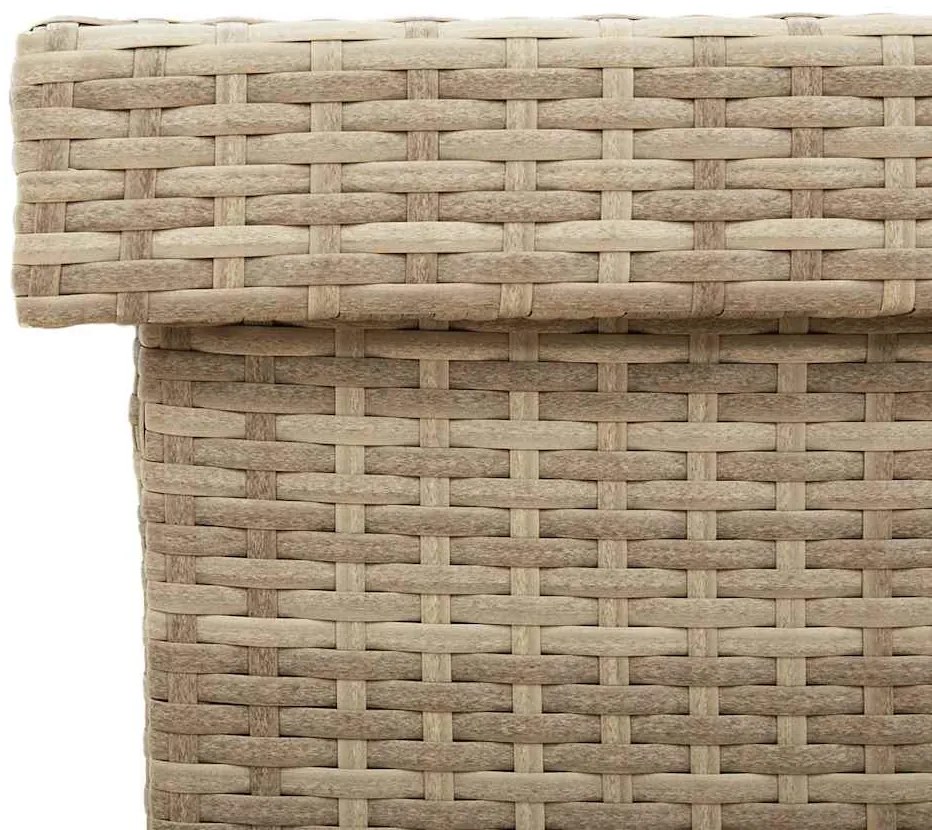 Caixa de arrumação jardim com rodas 160x55x75 cm vime PE bege