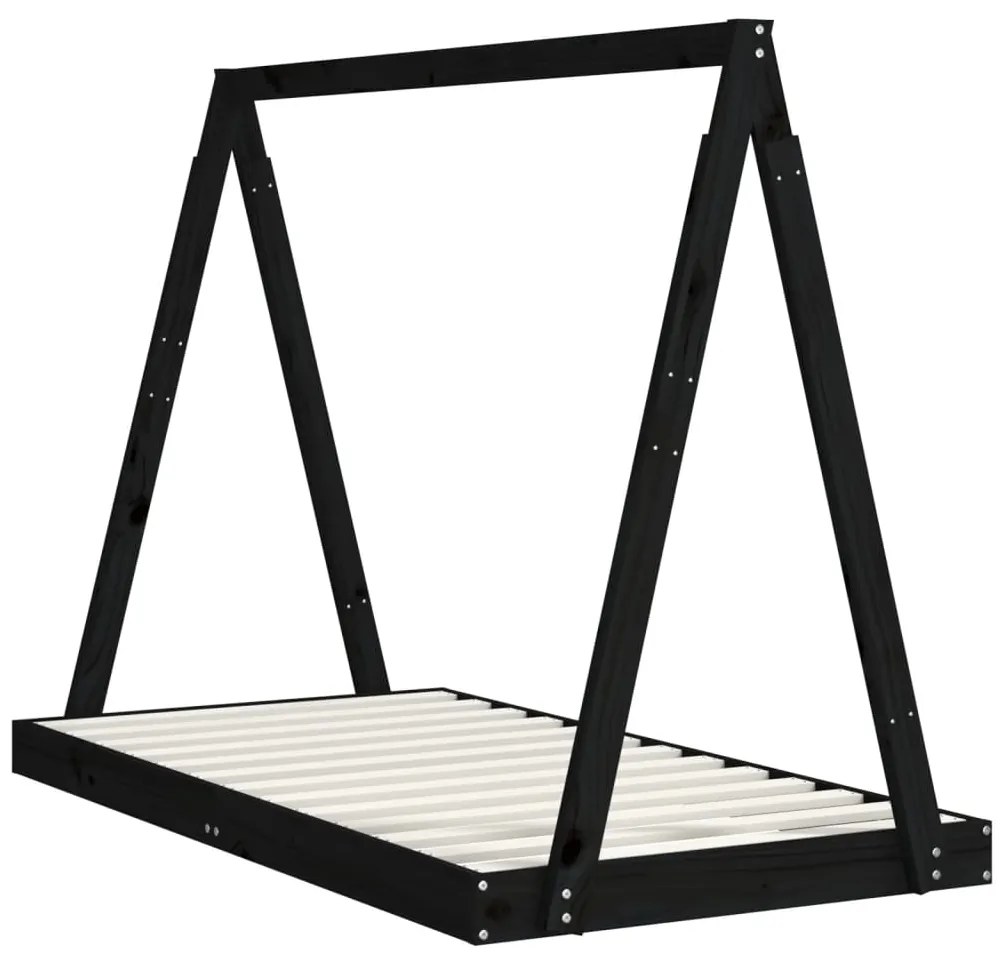 Estrutura de cama infantil 80x160 cm pinho maciço preto