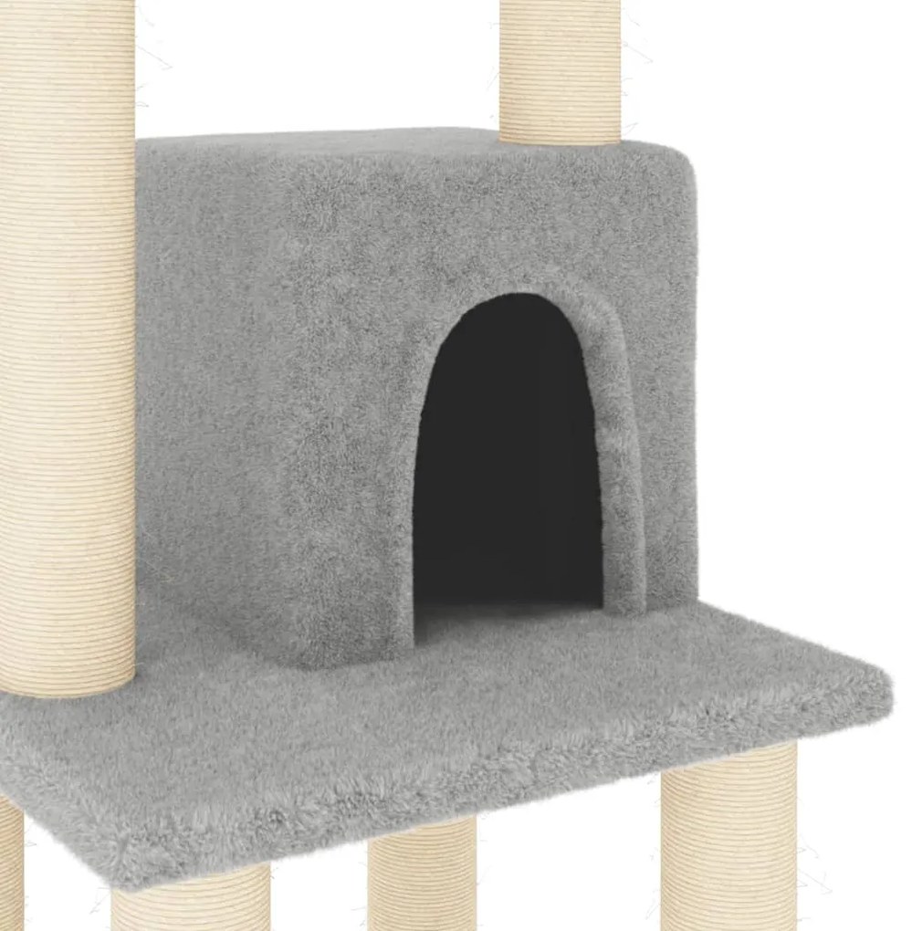 Árvore p/ gatos c/ postes arranhadores sisal 105 cm cinza-claro