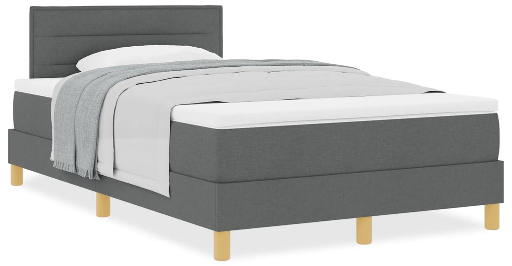 Cama Box Spring com Colchão Cinza Escuro 120x190 cm Tecido