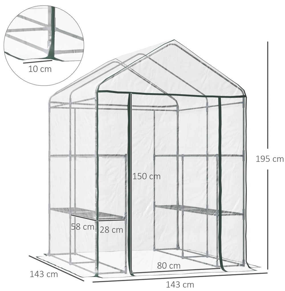 Estufa Transparente de Jardim Estufa de Plantas de 3 Níveis com Pratel