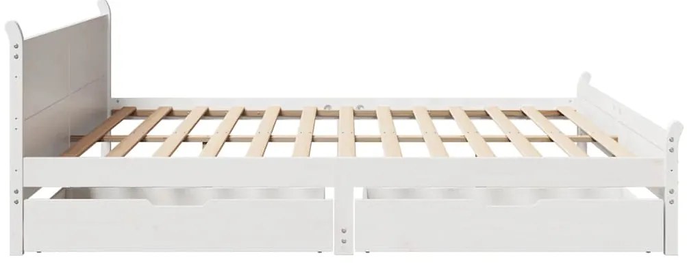 Cama sem colchão 200x200 cm madeira de pinho maciça branco