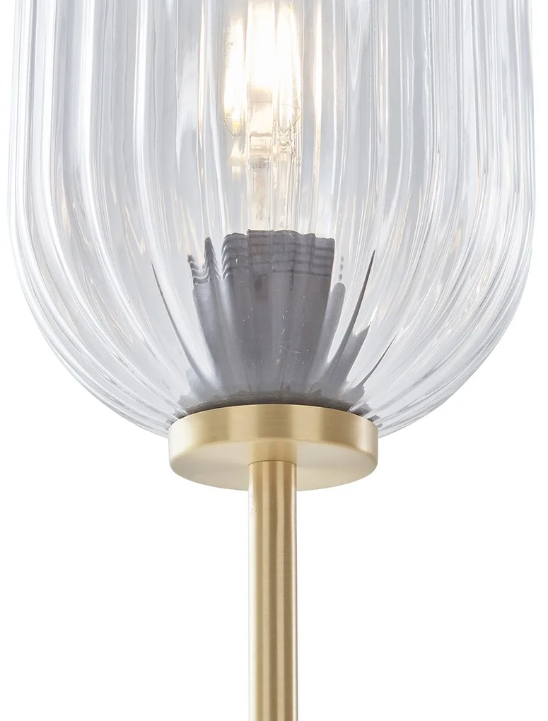 Candeeiro de pé Art Déco em latão com vidro transparente - Rid Art Deco