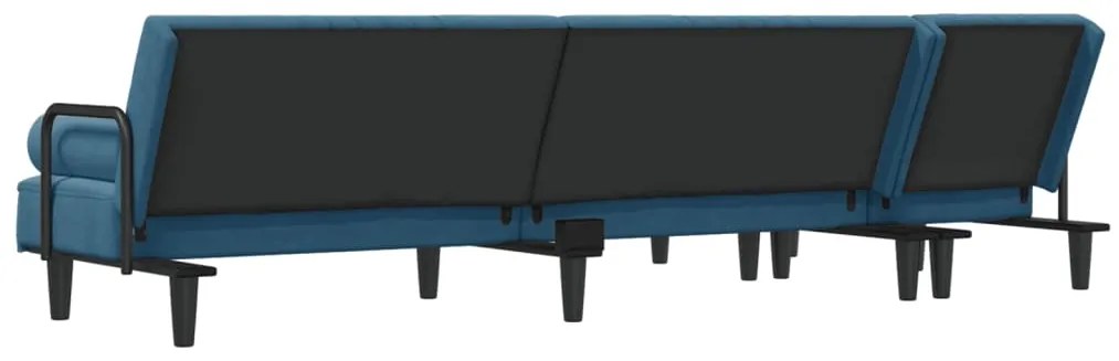 Sofá-cama em forma de L 260x140x70 cm veludo azul
