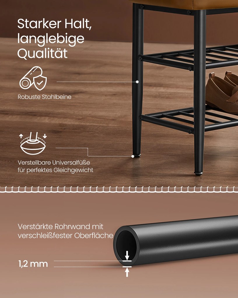 Banco de sapatos Coleção EKHO 30 x 80 x 50 cm castanho caramelo
