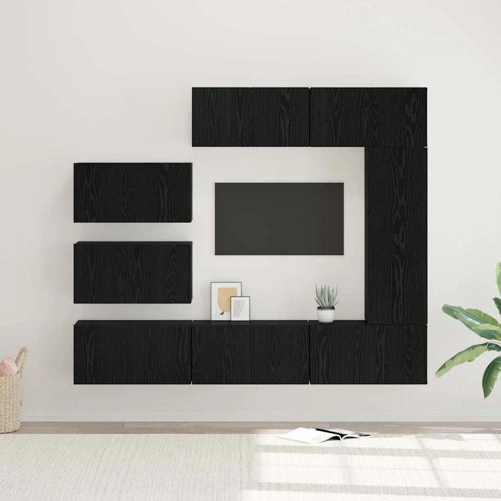 Conjunto de móvel de TV 8 pcs Carvalho preto 30.5 x 30 x 90 cm