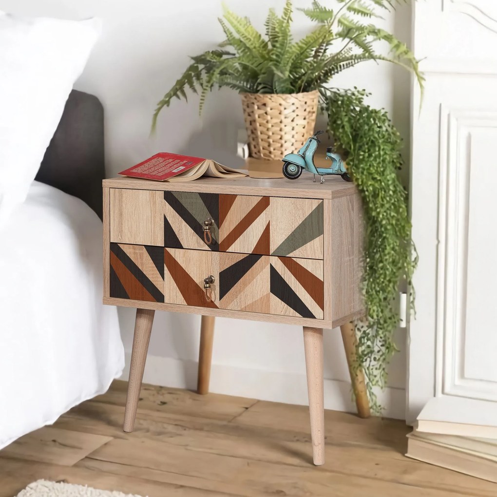 Mesa de Cabeceira City Two – Multicolor – 60x61x40 cm