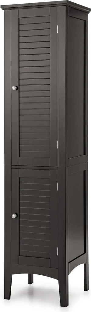 Armário para casa de banho ou cozinha 37 x 37 x 160 cm com 5 níveis de armazenamento Castanho