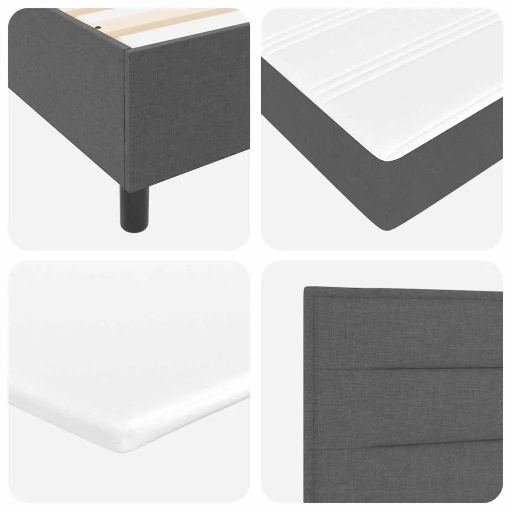 Cama Box com Colchão Cinza Escuro 90x200 cm em Tecido