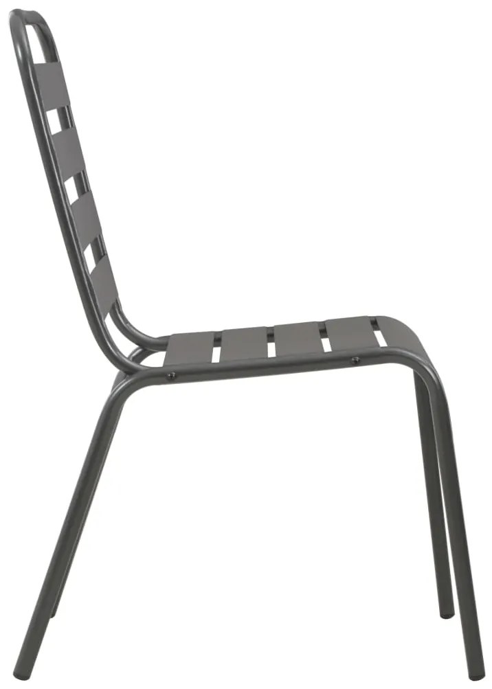 Cadeiras de jardim design ripado 4 pcs aço cinzento-escuro