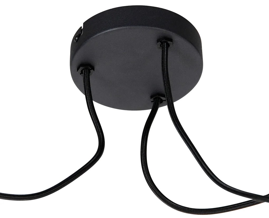 Candeeiro de suspensão preto 3 luzes com LED espelho dourado regulável - Cava Luxe Moderno