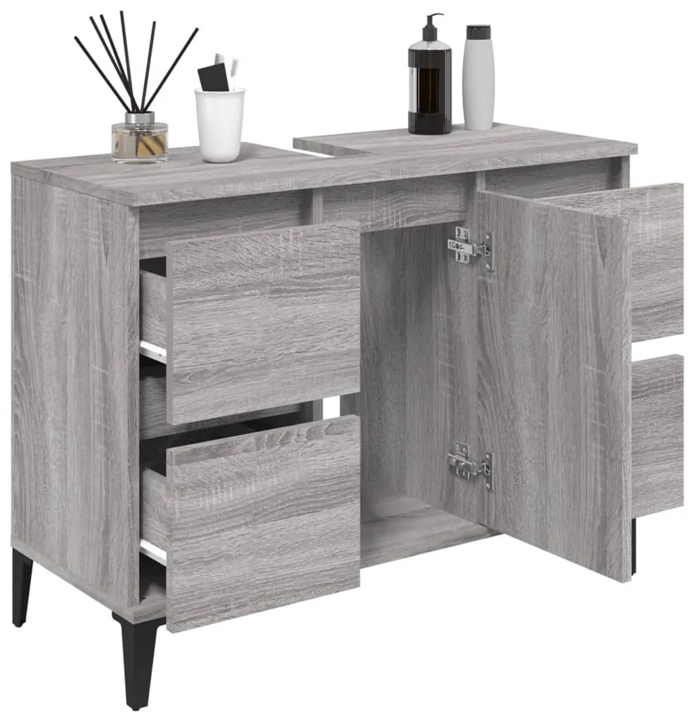 Móvel p/ lavatório 80x33x60 cm derivados madeira cinza sonoma