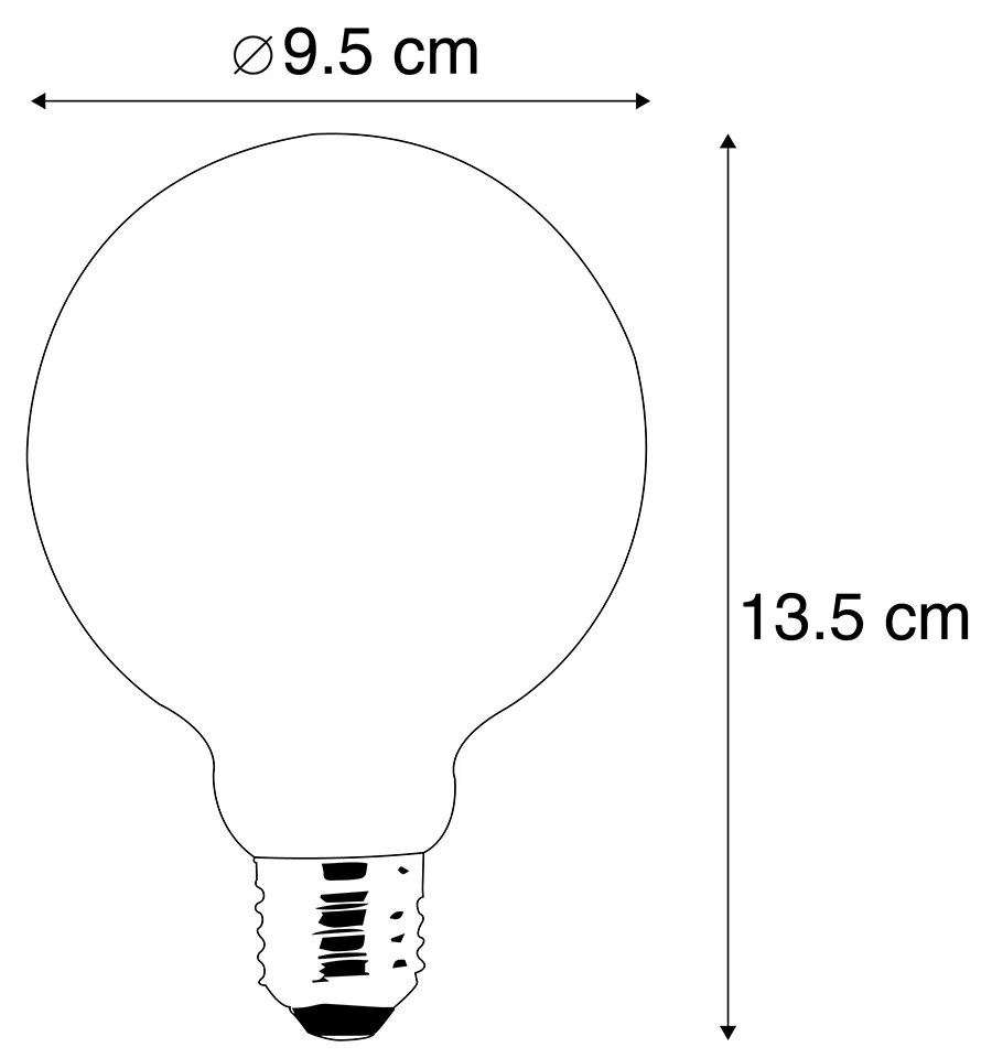 Conjunto de 3 lâmpadas LED E27 Dim to Warm G95 Dourado 8W 806lm 2000-2700K