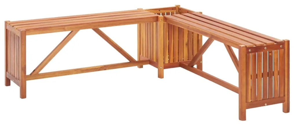 46345 vidaXL Banco canto c/ vaso jardim 117x117x40 cm madeira acácia maciça