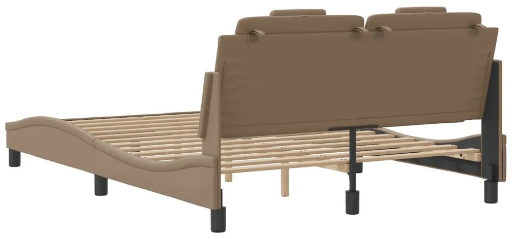 Estrutura cama cabeceira 120x200 cm couro artificial cappuccino