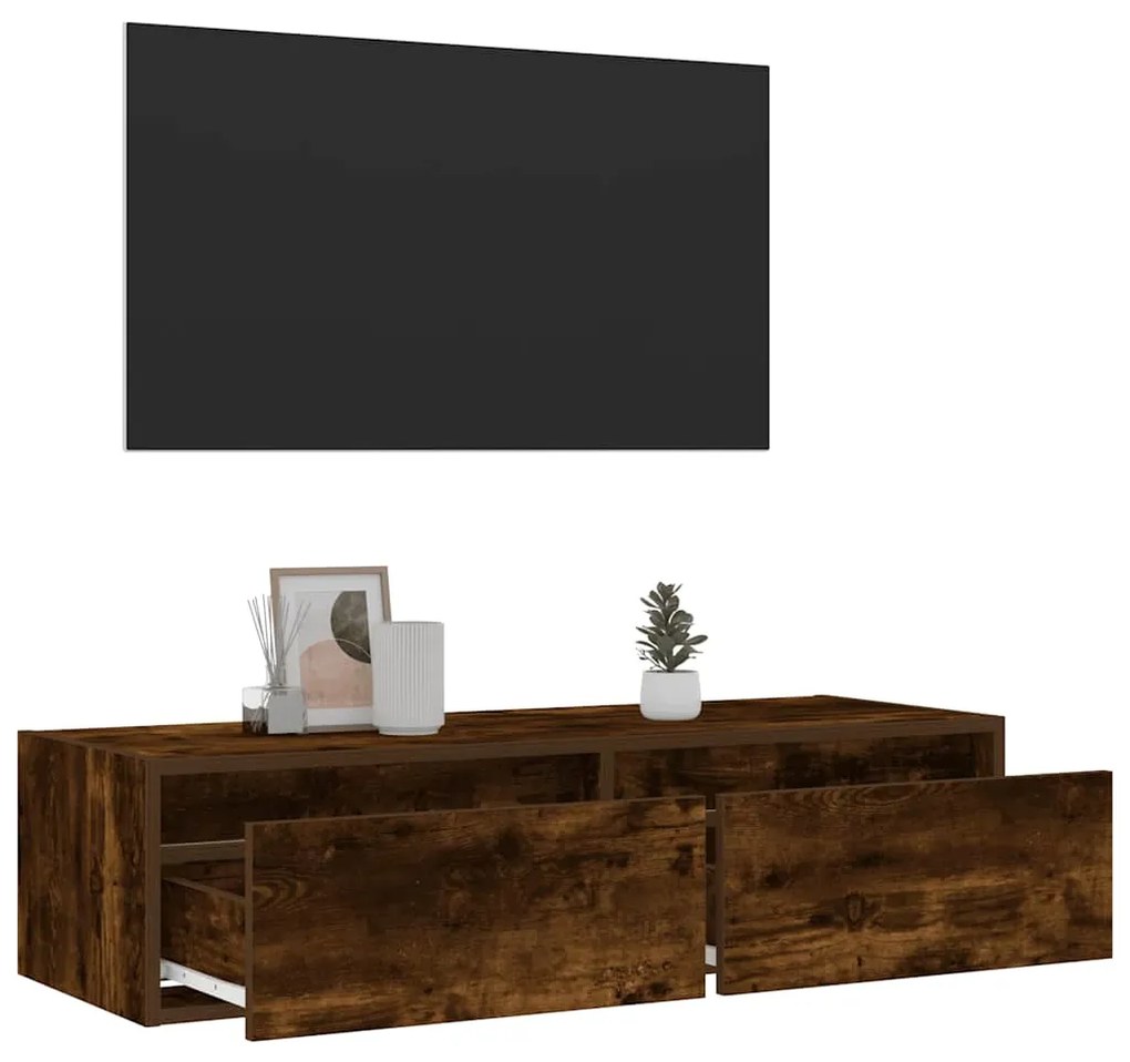 Móvel de TV com luzes LED 100X35,5x25 cm carvalho fumado