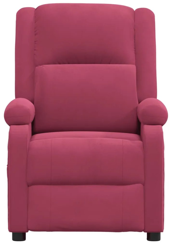 Poltrona elétrica reclinável veludo vermelho tinto