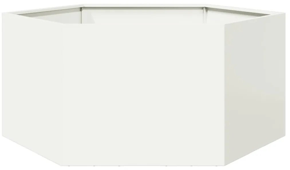vidaXL Vaso/floreira de jardim hexagonal 104x90x45 cm aço branco
