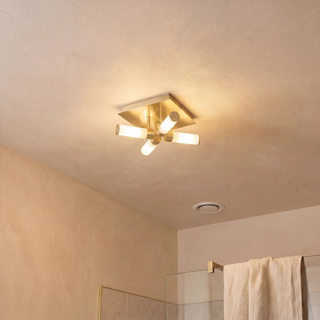 Candeeiro de teto moderno para casa de banho em latão 4 luzes IP44 - Bath